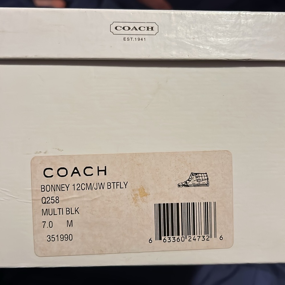 Coach Black and White High-Top Sneakers with Butterfly Lining - Picture 11 of 12